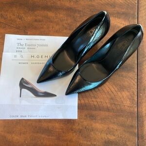 M.GEMI,black patent leather 2.75 inch heels size 36 1/2 made in Italy